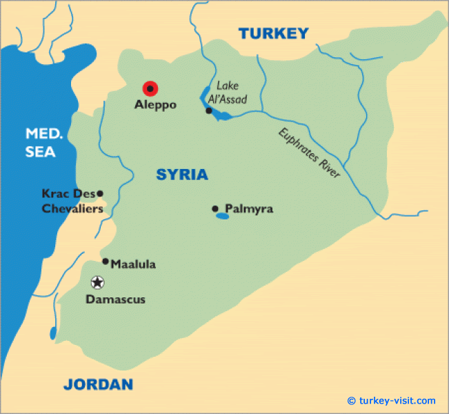 Aleppo map syria